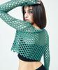 ATTENTIONROW FOR WOMEN Punched Layered Net Knit (Green)