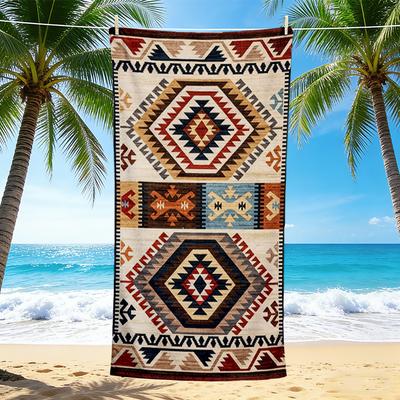 1Pc Southwestern Geometric Beach Towel, Quick Dry, Multi-Use for Beach Pool Gym Yoga Home Travel, Christmas, Halloween, Xmas Gift M928832