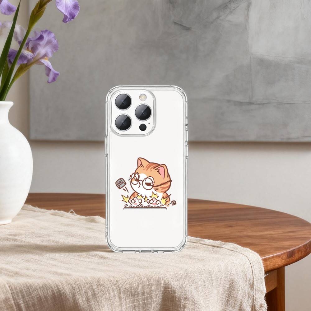 Cartoon Cat Meow Phone Case For iPhone 17 16 15 14 13 12 11 Mini Pro Max Plus Transparent Cover