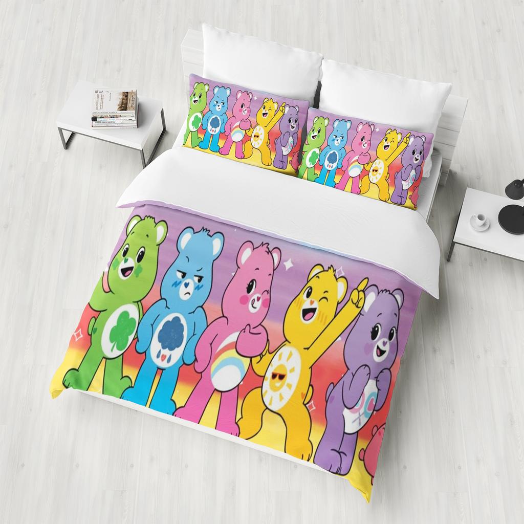 Carebears Care Bears Anime Home Bedroom Comforte Nordic Polyester Material Suitable for Children and Adults 3-piece Set