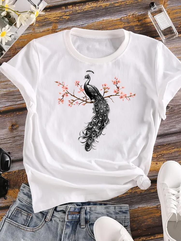 (Asian Size) Watercolor Cute 90s Lady Female Top Printed Women Casual T Shirt Fashion Graphic Short Sleeve T-shirts Tee Clothing