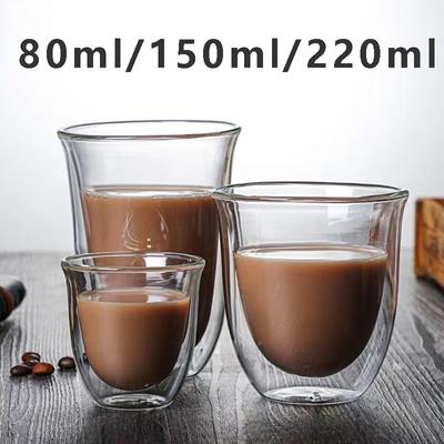 Double Wall Glass High Borosilicate Glass Mug Heat Resistant Tea Milk Juice Coffee Cup Transparent Espresso Whisky Wine Cup