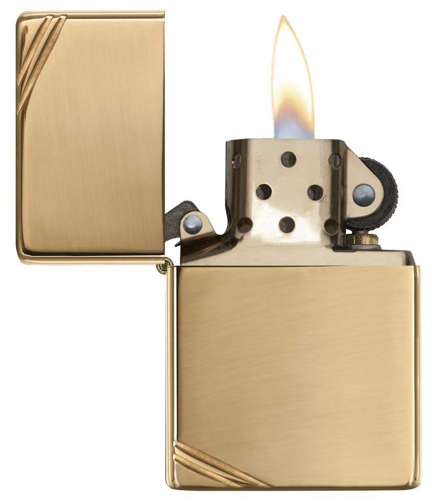 ZIPPO Flat 270 Brass Polished Official Import Lighter, Plain, Top, Series, Finish,