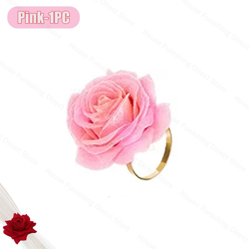 2025 New Valentine's Day Napkin Rings Rose Metal Napkin Rings Faux Flower Napkin Rings Wedding Banquet Birthday Decoration