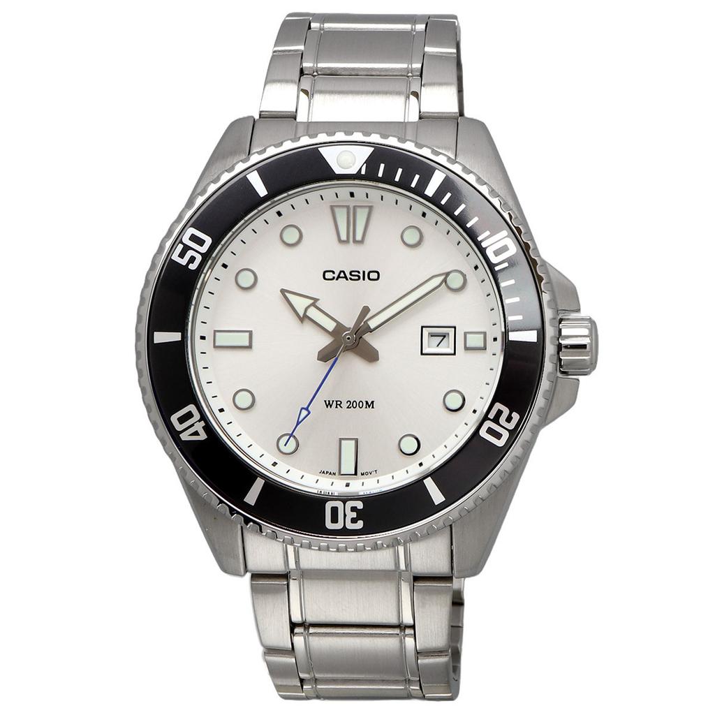CASIO Standard Analog Sports 20 ATM Water Silver Metal International Watch, Resistant, MDV-107D-7AV, Men's, Band