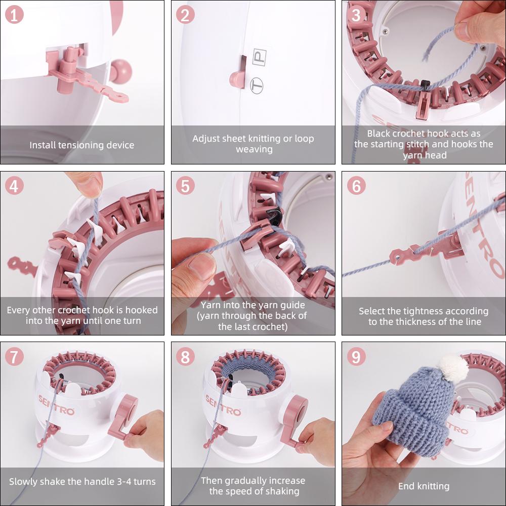 Máquina de tejer SENTRO, kit de telar inteligente de 22 agujas para tejer calcetines, gorros y calabazas, máquina de tejer a mano para hacer lana