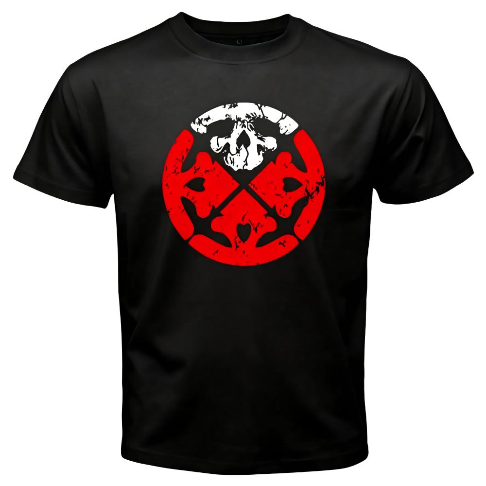 Red Skull Crossbones Graphic Black T-Shirt