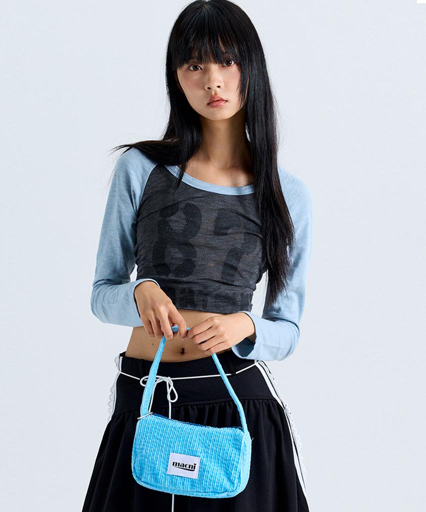 Macni Corduroy Mini Pouch Shoulder Bag Blue