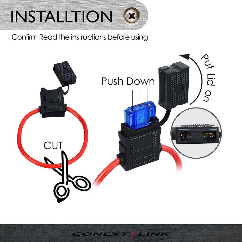 Conext Lin LFH8MAXI-1 Loop Fuse with Maxi Cover 8 Gauge Fuse Holder Without Fuses, 1 Piece