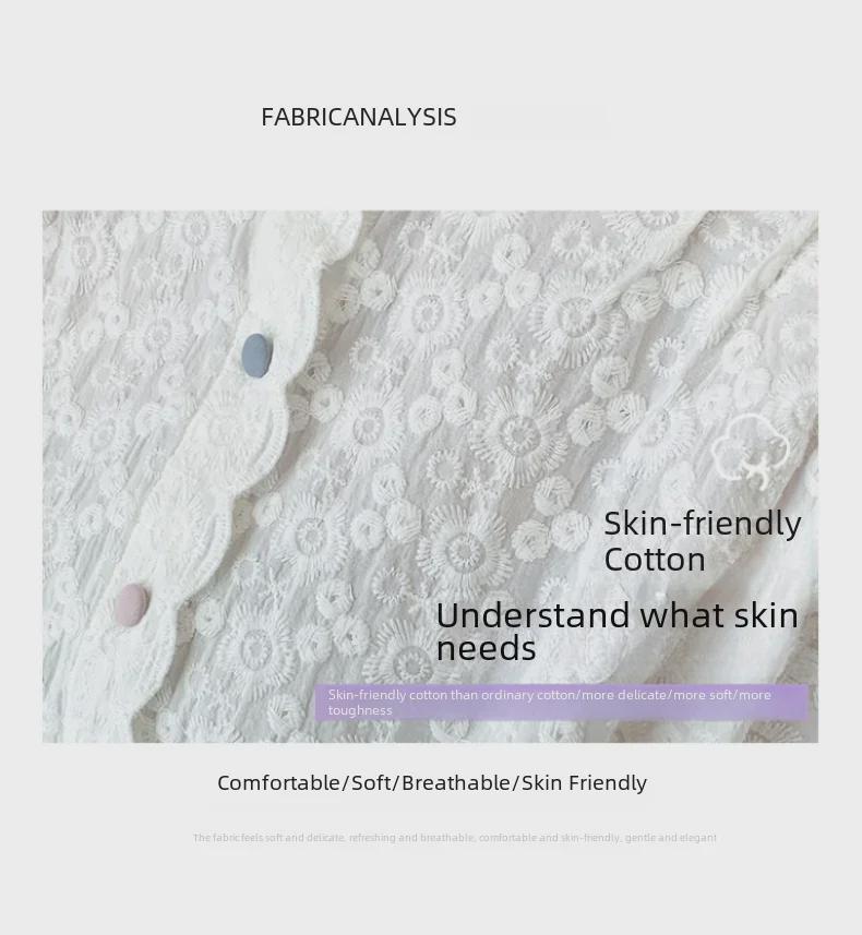 Embroidered White Cotton Lapel Shirt, Women's Long Sleeve Spring 2025 - Sweet, Stylish Design