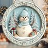 Christmas Wooden Sign with Adorable Snowman Pattern - Warm Winter Round Sign for Front Door, Wall Hanging Decor - Ideal Christmas Gift