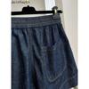 Shorts en Jean Décontractés à Taille Élastique pour Femmes Taille Haute Couleur Unie Jambe Large Pantalon Décontracté d'Été Shorts en Jean Bas