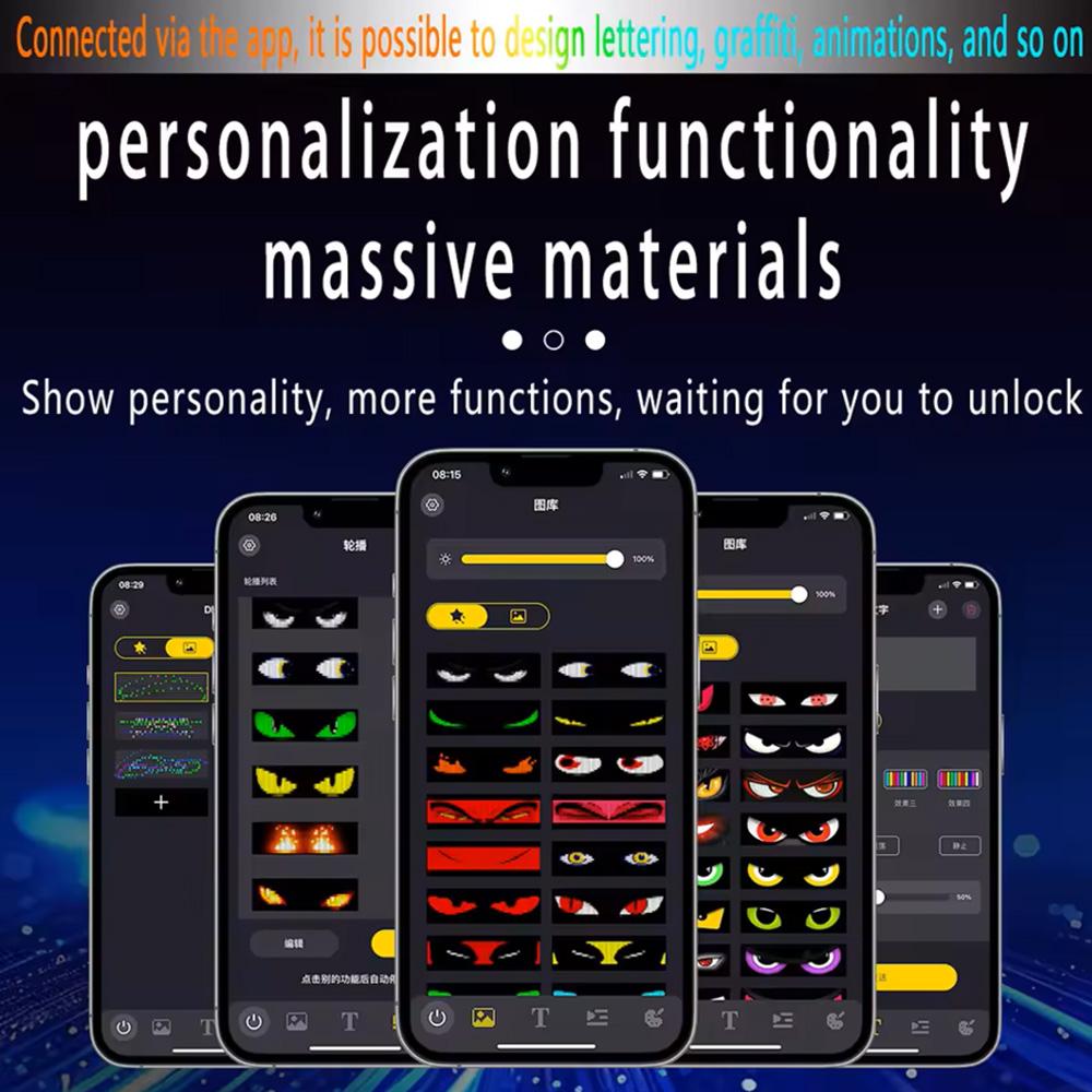 Big Demon Eyes APP Remote Control Car Matrix Pixel Panel Night Light Programmable Flexible Display for Car Truck SUV Accessorie