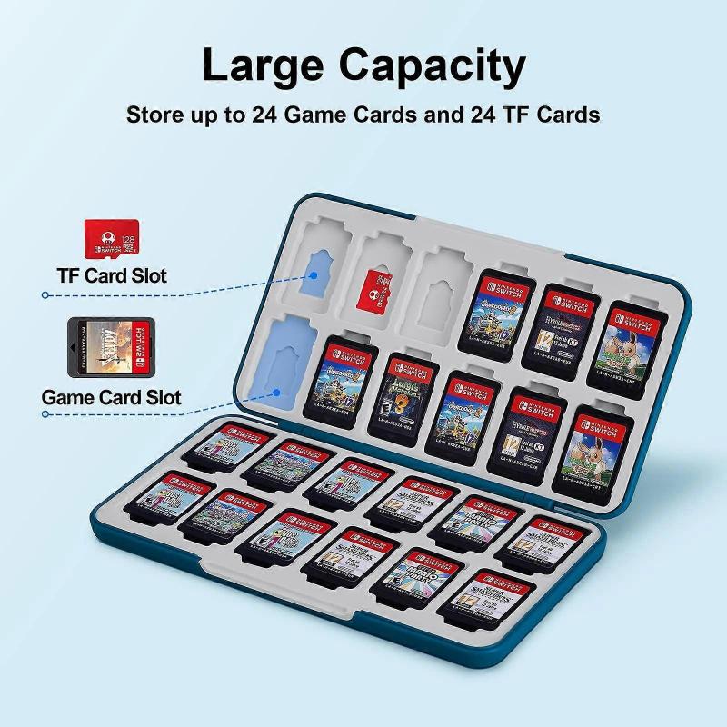 Förvaringsfodral för Nintendo Switch-spelkort, 24 i 1 Tillbehör Skyddsfodral Kompatibelt med Nintendo Switch & Switch Lite Spelkort Kort Ingår Ej