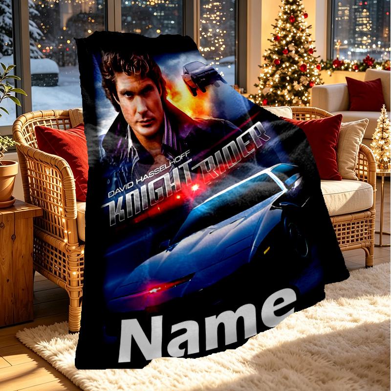 Personalisierte Knight Rider Druckdecke mit individuellem Namen, Heimdekoration, Schlafzimmer, Sofa, Camping, Couch, Geschenke für Geburtstag WeihnachtenEnthusiasten