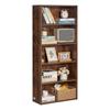 5 Tiers Narrow Bookshelf 53" Wooden Open Bookcase Adjustable Shelf Brown