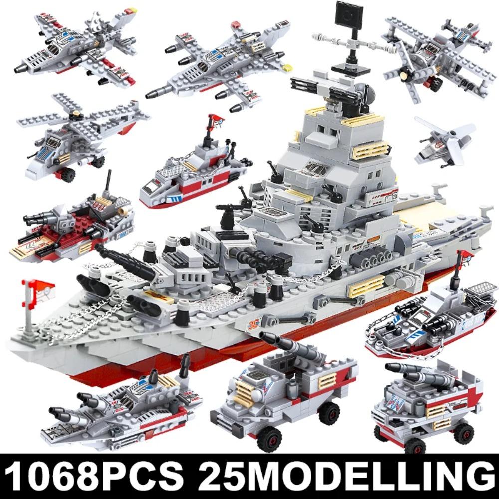 Marine Kriegswagen Schiff Armee Boot Flugzeug Modell Kriegsschiffe Bausteine Kompatibel mit Lego Bauset für Jungen Steine Spielzeug