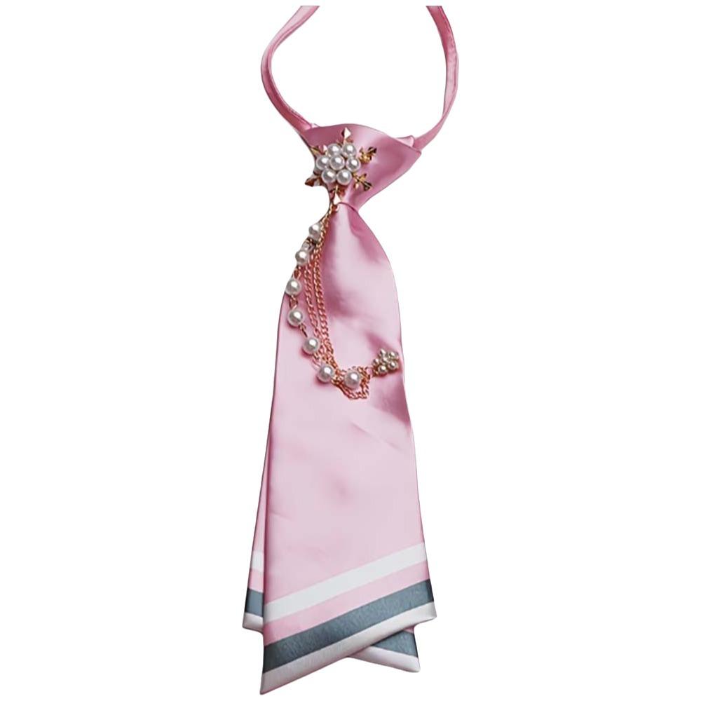 No-Sew Design Beaded Floral Tie Pearl Chain Decoration Pearl Chain Necktie  Daily Wear