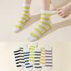 10 Pairs of Girls Spring and Summer Striped Fresh Mesh Breathable Straight Tube Stack Socks