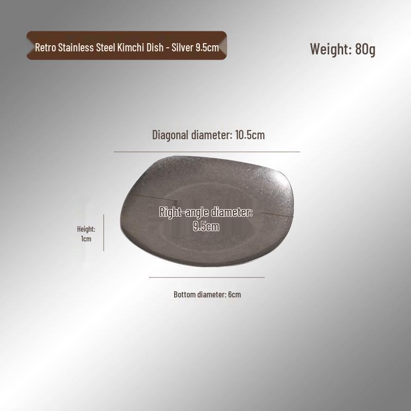 Retro Japanese Style 304 Stainless Steel Square Dish for Kimchi, Snacks, Seasoning, and Cold Dishes