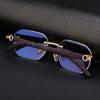 Wood-grain Glasses Temple Frameless Sunglasses Multicolor Men UV400 Eyewear  Unisex