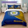 Leeds United Set Biancheria da Letto Personalizzato con Nome Testo 1 Copripiumino+2 Federe Logo Calcio Regalo Personalizzato per Occasione Speciale Decorazione Camera da Letto
