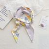 Women's Long Narrow Silk Scarf with Floral Print - Versatile Neck Scarf, Bag Wrap, Headband Accessory