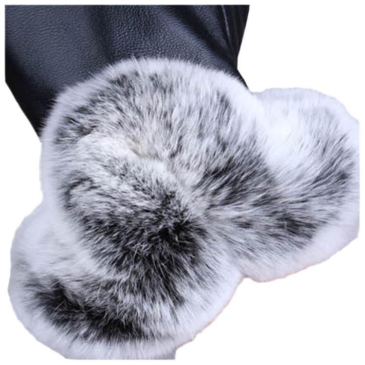 New Autumn and Winter Women's Warm Gloves for Women's Otter Rabbit Fur Mouth Sheepskin Plus Velvet Cold Proof Riding Driving Sheepskin Gloves