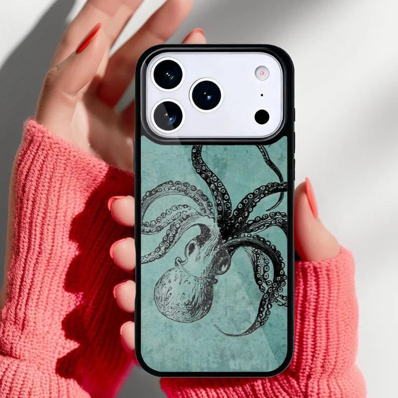 Marine Life Ocean Octopus Phone Case for iPhone 17 16 15 14 13 Pro Max Back Cover for 12 11 Pro Coque