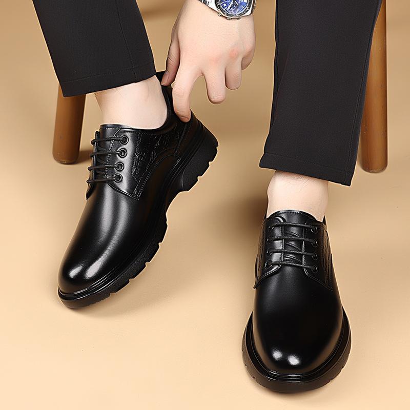 Fashion Luxury Men's Leather Shoes Elegant Gentleman Style Work and Office Outdoor Adult Fashion Street Plus Size Suit shoesBlack