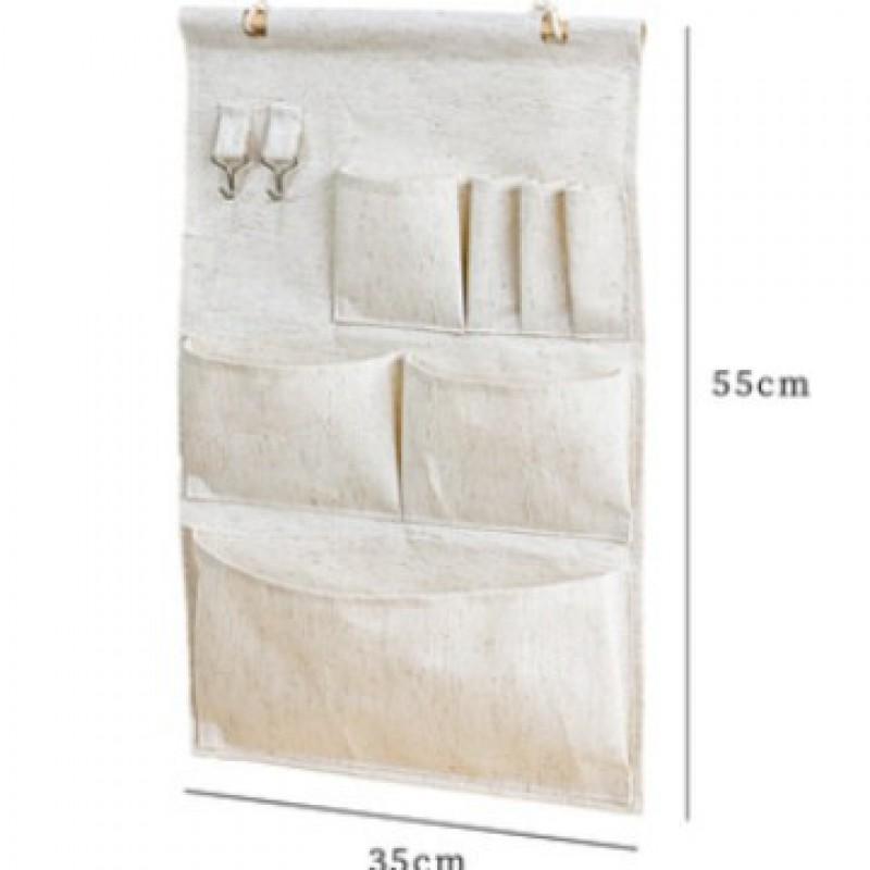 Cotton Linen Wall-Mounted Hanging Organizer Pocket Bedroom Door Back Storage Phone Holder Dorm Room Essentials