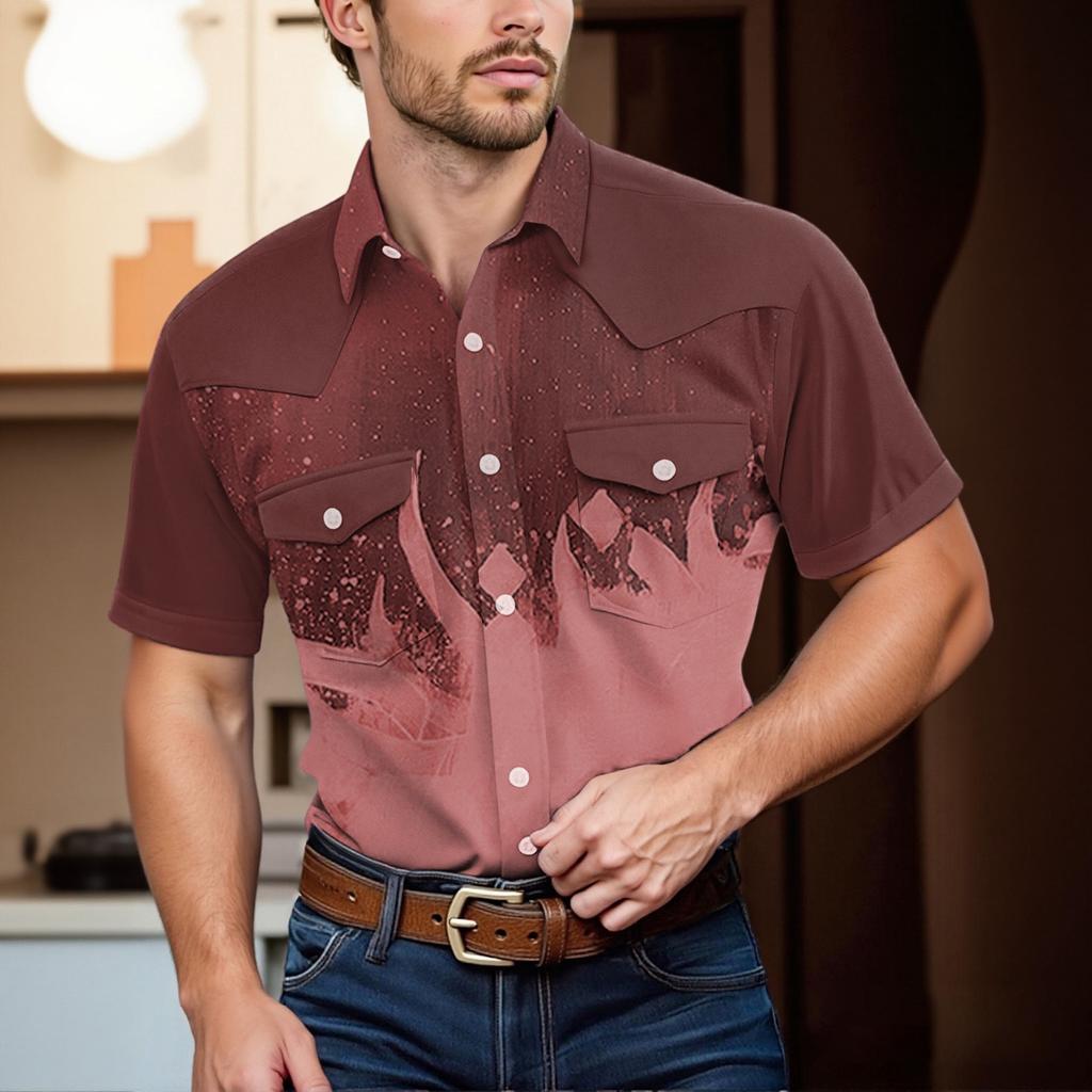 Men'S Fashionable Lapel And Shoulder Length Short Sleeved Casual Top