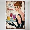 Vintage Dubonet Hostess Metal Tin Sign Redhead Woman Serving Drinks Retro Advertisement Wall Plaque for Bar Cafe Home Man Cave D