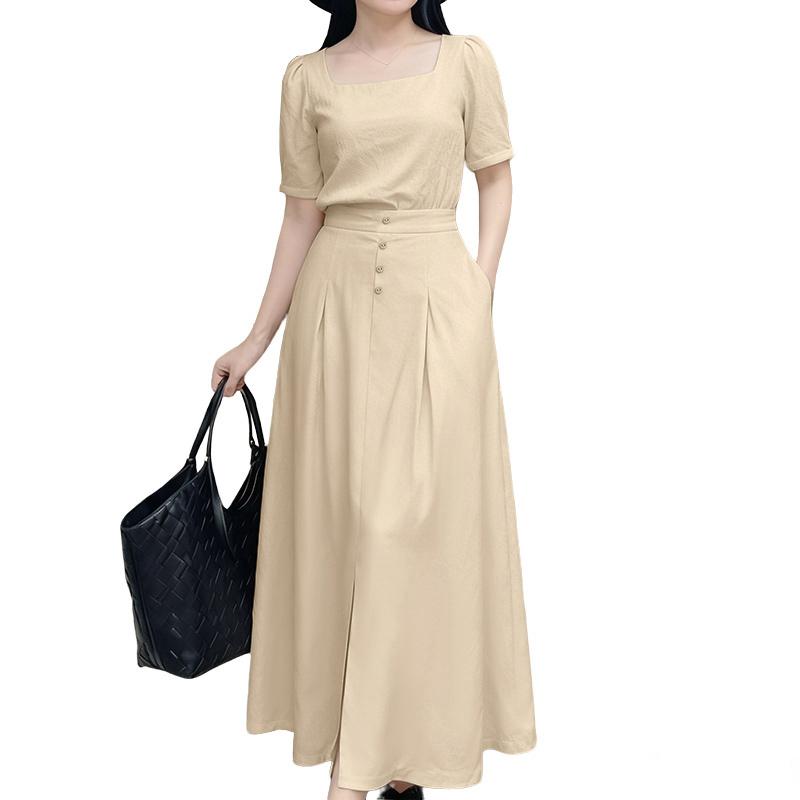 ZANZEA Women Short Sleeve Blouse and Long Skirts Casual Two Piece Suit Sets
