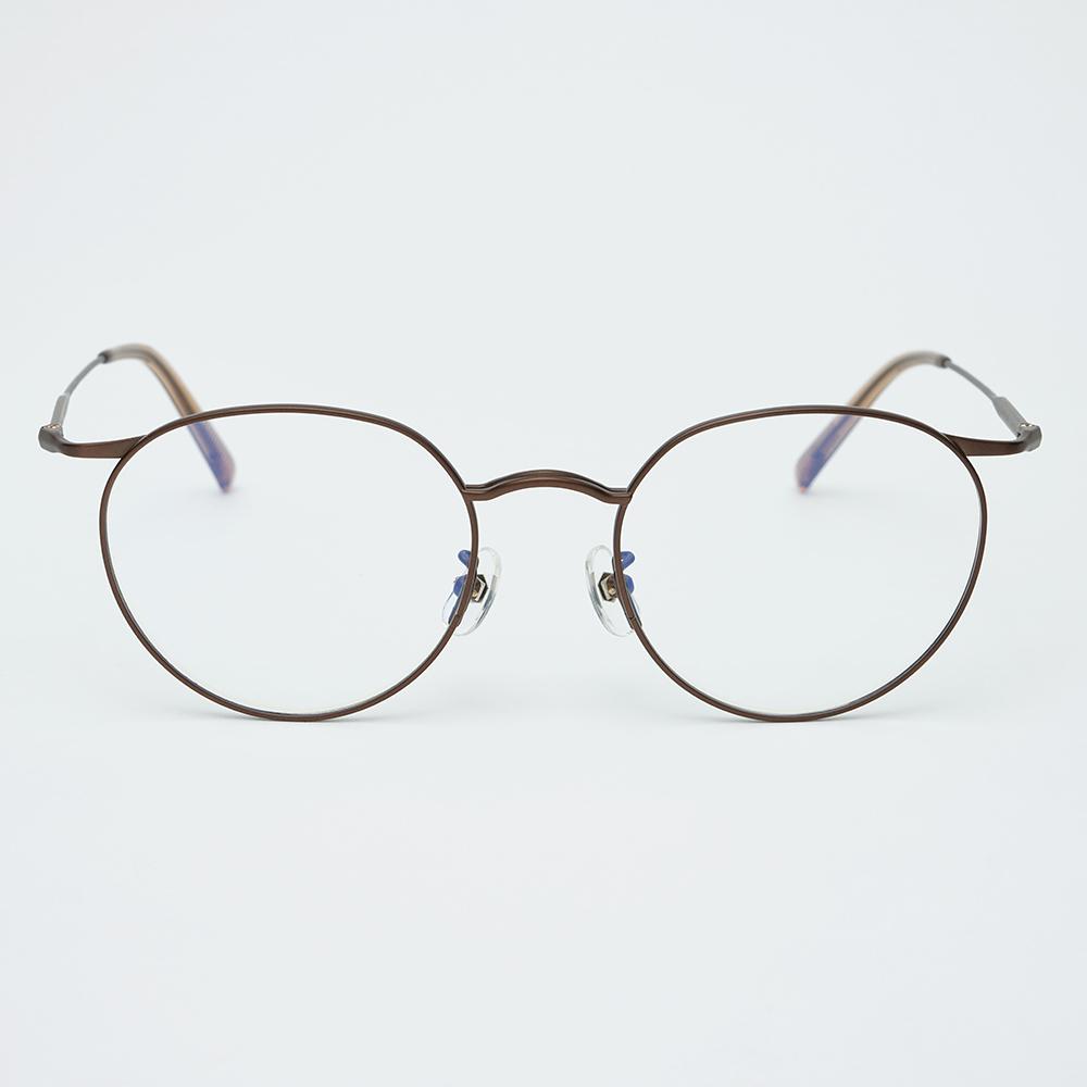 Alloaiweeo [Illusionist] Oversized Round Titanium Brown Eyeglass Frames Il8404 1616M