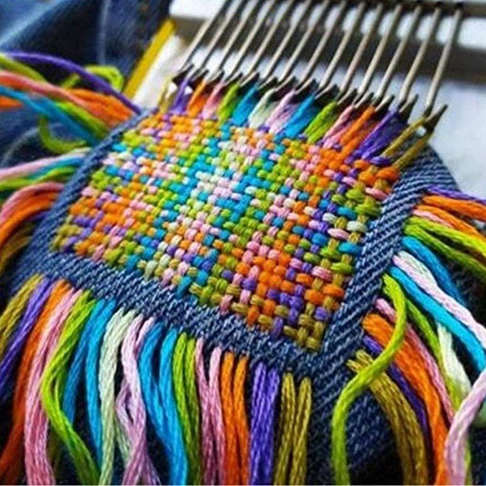 Clothes Mending Wooden Mini Loom Rectangular Quickly Makes Speedweve Darning Loom Portable Mending Loom Fun Weaving