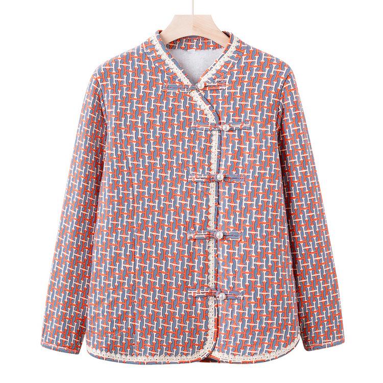 Mothers Wear Small Cotton Jackets with Long Sleeves Back Protection Plus Velvet Warm Camel Velvet Thickened Cotton Jacket