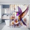 Hummingbird Shower Curtain Purple Bird Floral Art Nature Design Elegant Bathroom Decor Waterproof Printed Bath Curtain Home