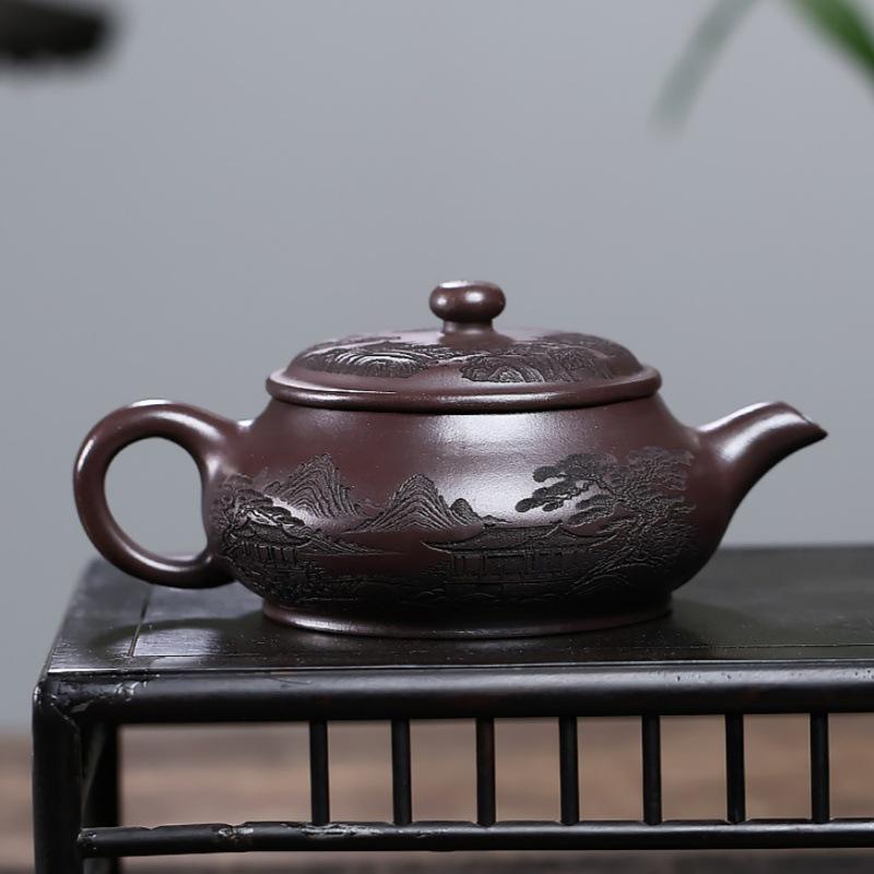 Minglu Yixing Zisha Teapot - Handmade Original Ore Yellow Clay by Famous Artist. Exquisite and Elegant Utensil.