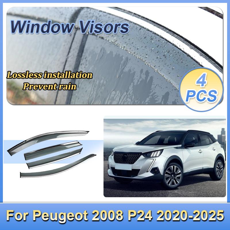For Peugeot 2008 P24 2020-2025 Window Door Visor Vent Awning Sun Rain Wind Guard Cover Deflector Weathershield Car Accessories