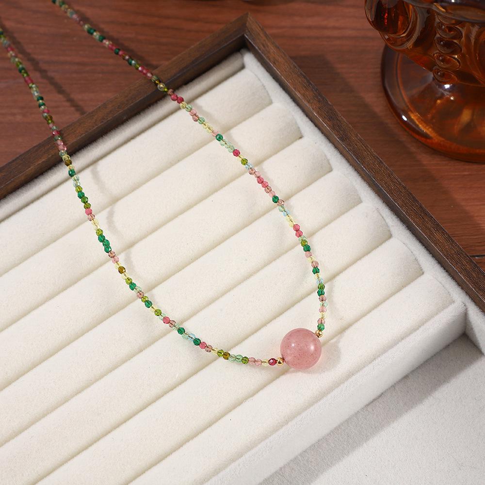 Ultra-Fine Rice Bead Natural Stone Pendant Necklace - Mori-kei Spring/Summer Handmade Fresh Beaded Accessory