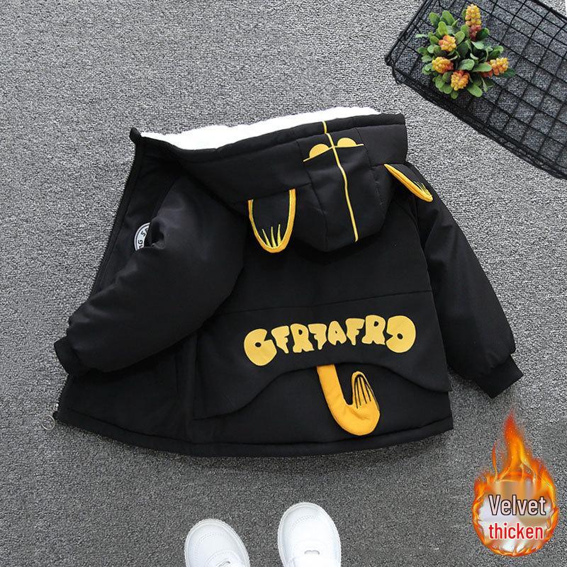 

Детская модная осенне-зимняя куртка: Мальчиковое хлопковое пальто с подкладкой и Девичья флисовая толстовка с капюшоном с мультяшным принтом 110 cm