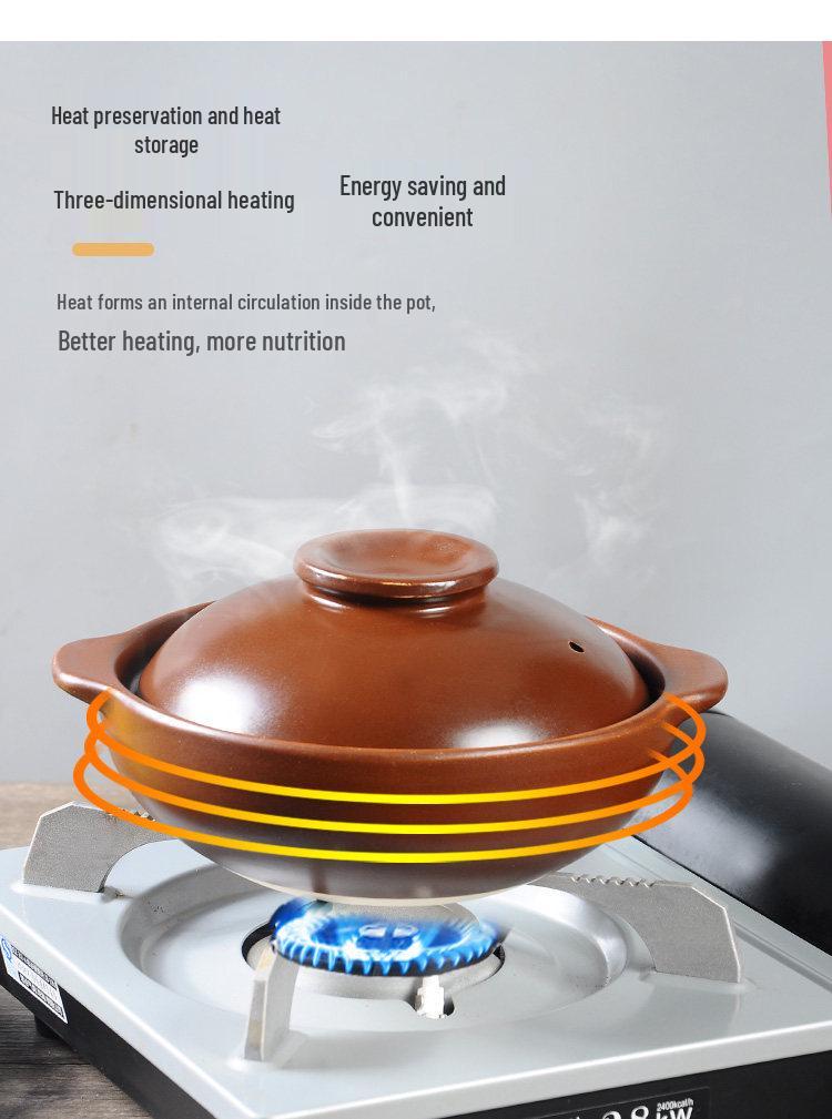 High-Temperature Resistant Clay Pot with Handle for Claypot Rice & Noodles - Durable, No Crack, Small Commercial Sand Pot