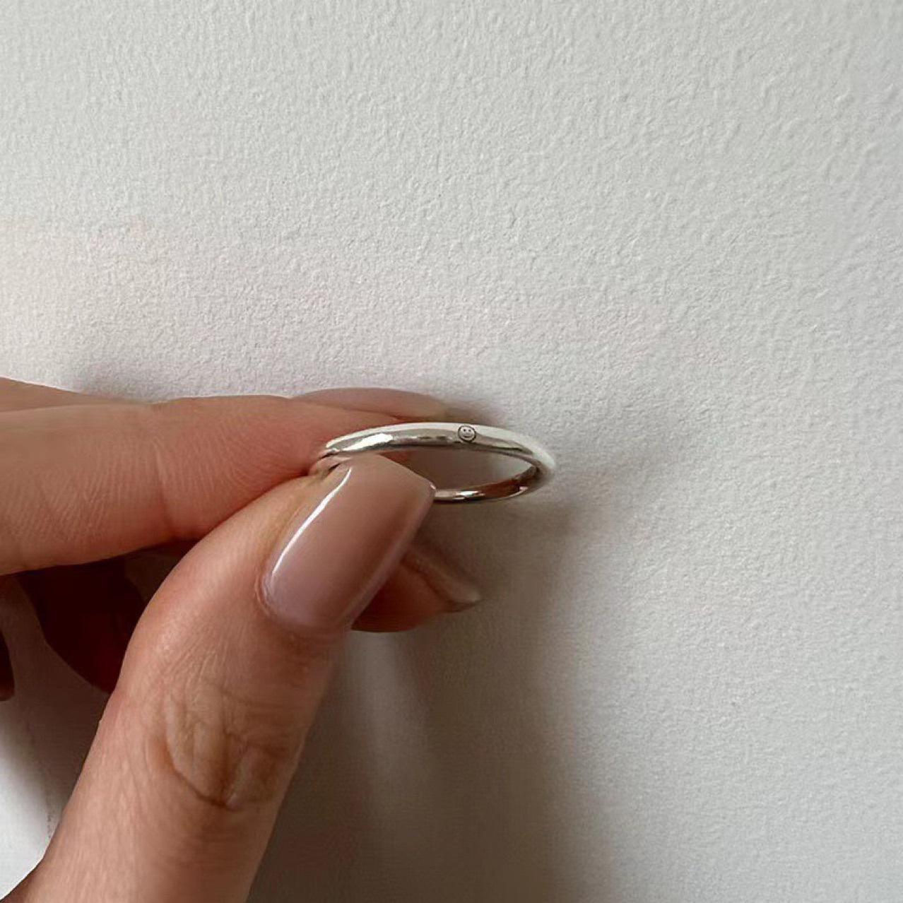 

Корейское кольцо-разомкнутое кольцо Dongdaemun с милым смайликом – стерлинговое серебро S925, простой универсальный дизайн, модные женские украшения Adjustable Open Size