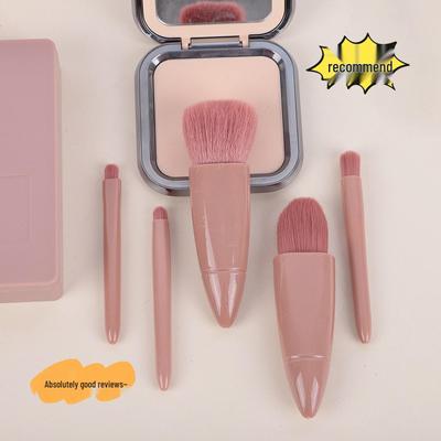 Přenosná sada 5 kusů štětců na make-up se zrcátkem - Obsahuje štětce na pudr a make-up