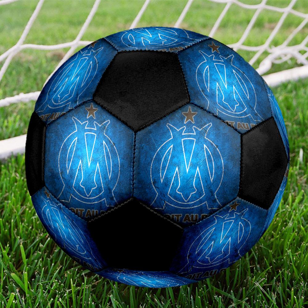 Pallone da Calcio Olympique Marseille Taglia 5 Colorato Cucito a Macchina PVC Pronto per la Competizione Resistente Alta Rimbalzanza