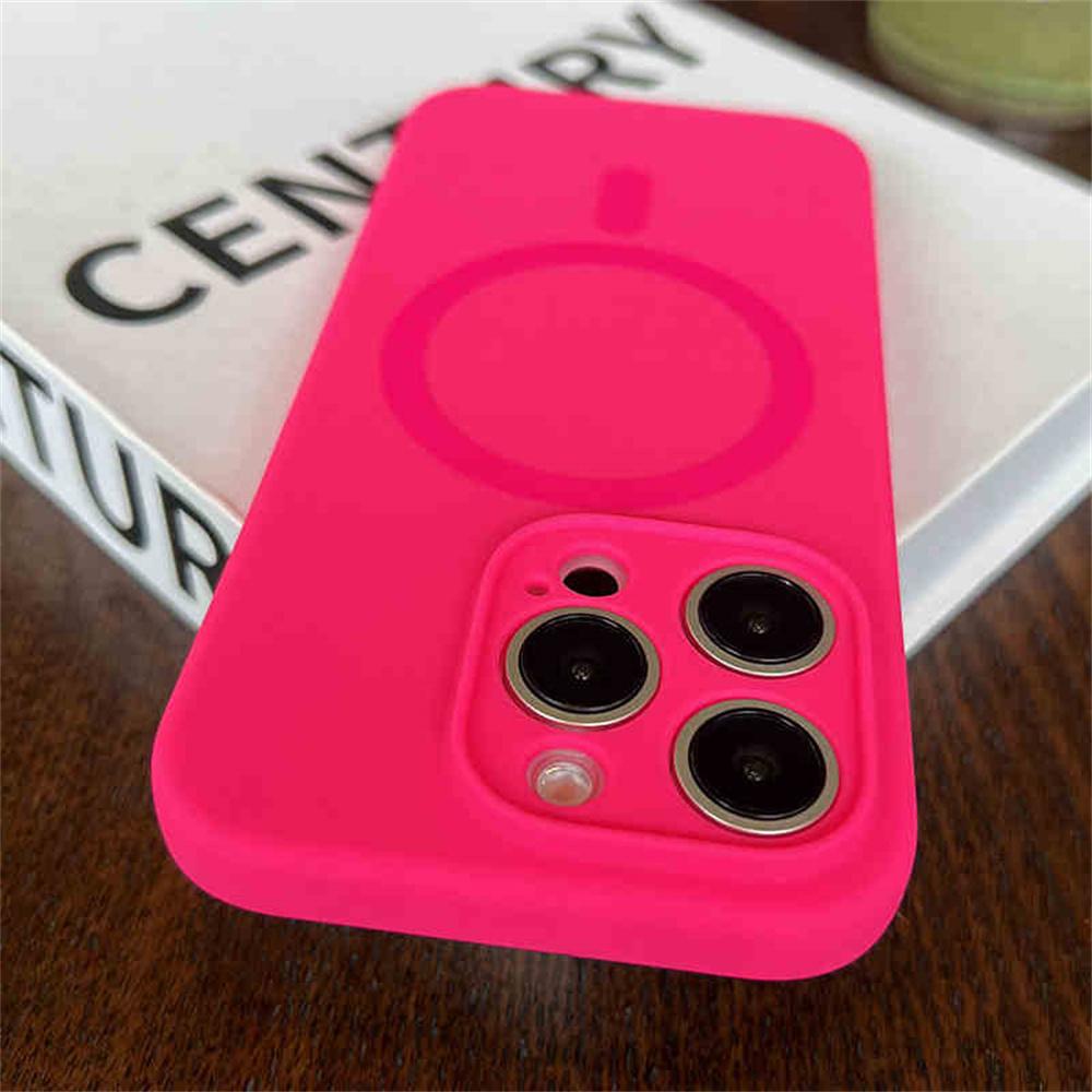 

Fluorescence Bright Color Magnetic Liquid Silicone for Magsafe Case For iPhone 17 Air 16 15 14 13 Pro Max Plus Soft Cover For iPhone 13