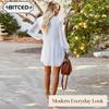 Rochii Casual de Damă Modă Vară Primăvară Culoare Solidă Imprimeu Decolteu în V Mânecă Lungă
