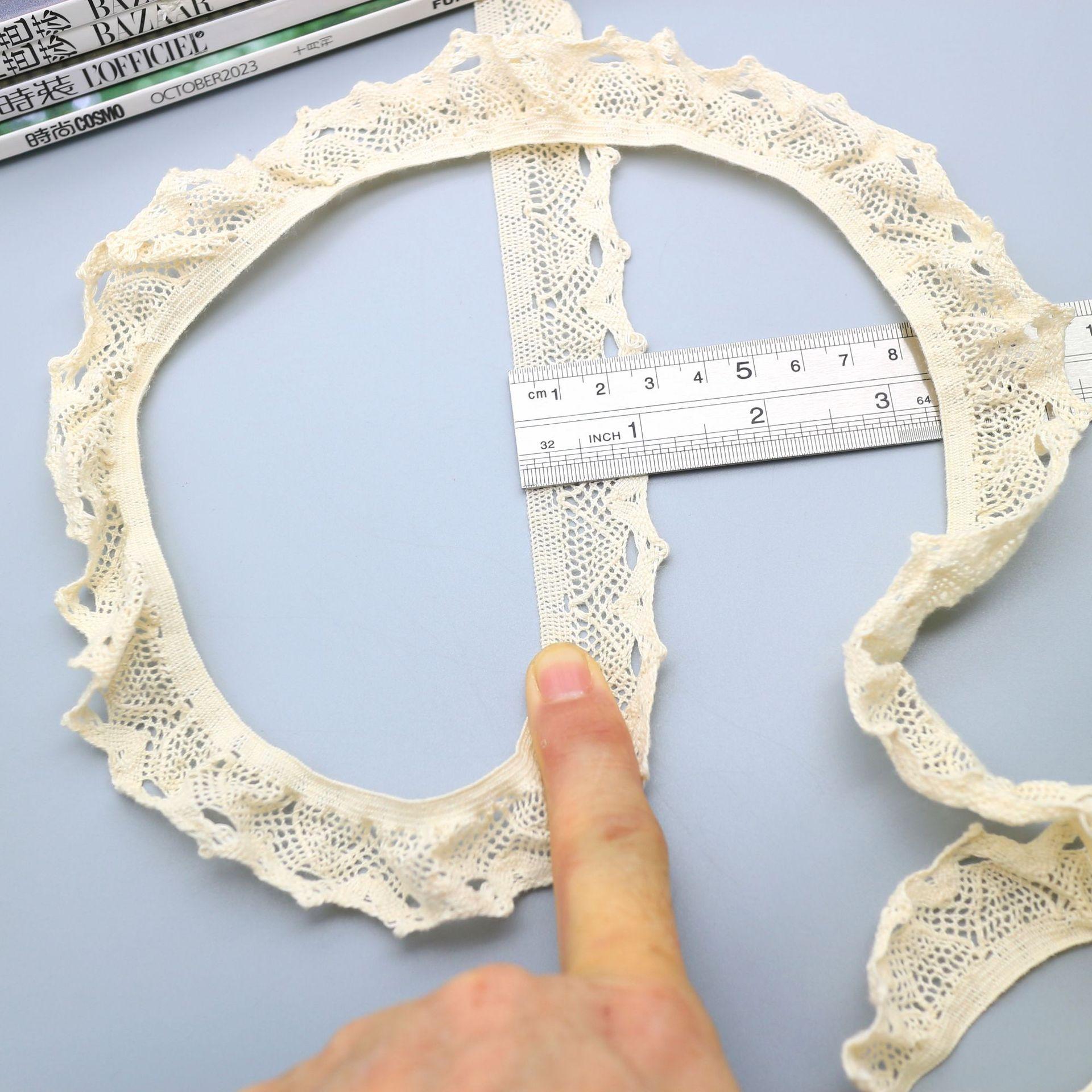 3 см Эта Белая Эластичная Кружевная Ленточная Тесьма из Хлопчатобумажной Пряжи, Волнистая, Сложенная, 3 см, Почка Гриба 1752