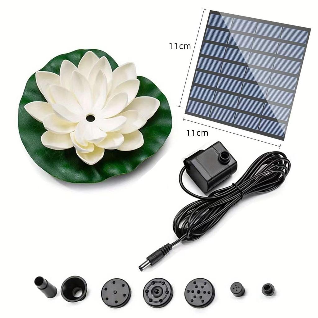Solar Fountain Floating Landscaping Outdoor Water Feature Garden Fountain Pool Water Feature, Lotus Leaf Flower Model, Combination Fountain